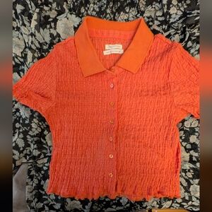 Urban Outfitters Textured Coral Button-Down Shirt